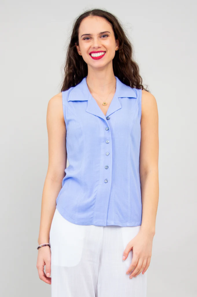 Lexa Tank, Periwinkle, Linen Bamboo