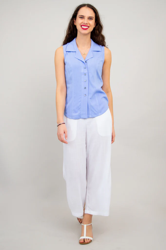 Lexa Tank, Periwinkle, Linen Bamboo - Image 3