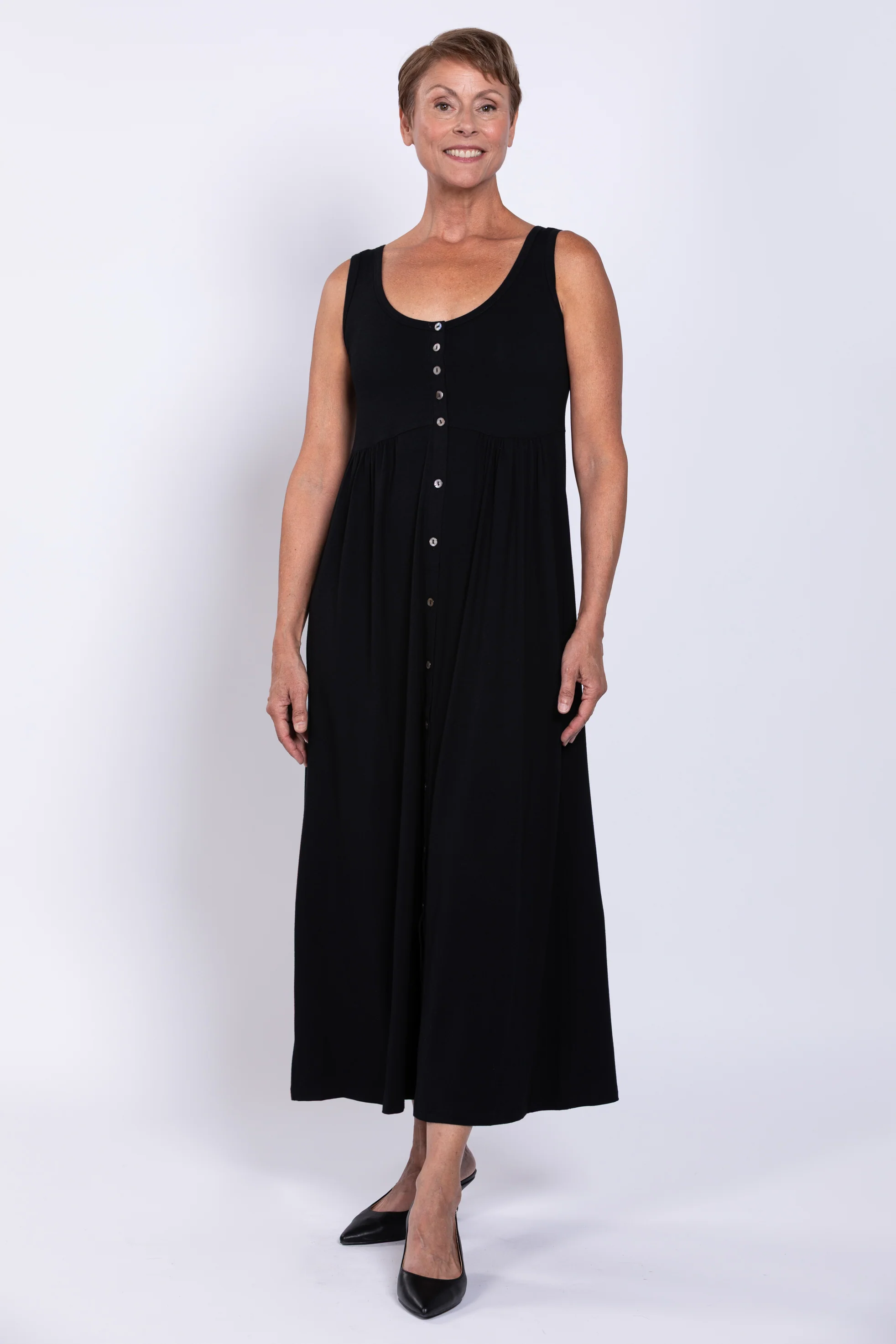 Liane Sleeveless Dress, Black, Bamboo - Final Sale - Image 2