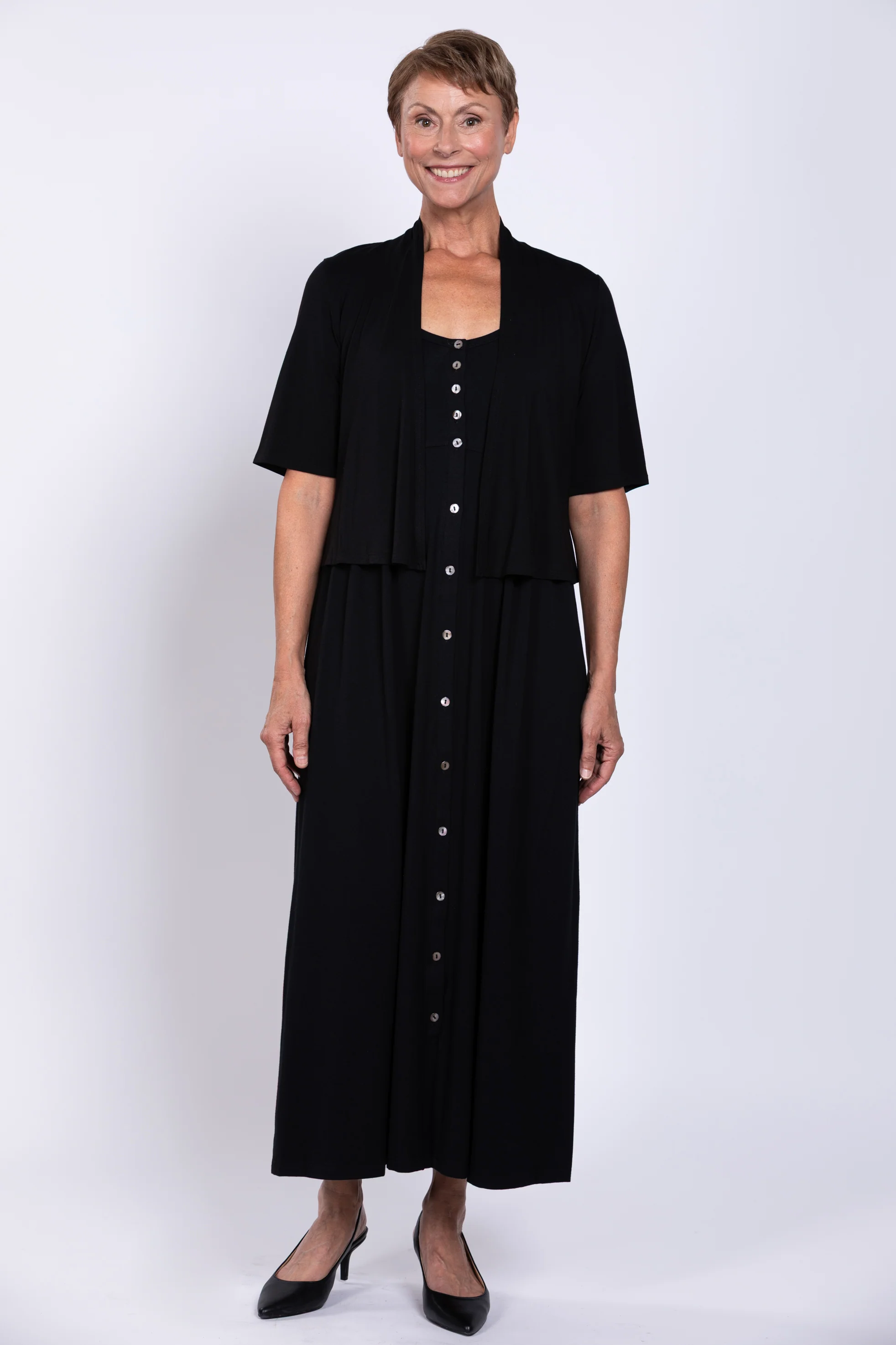 Liane Sleeveless Dress, Black, Bamboo - Final Sale - Image 3
