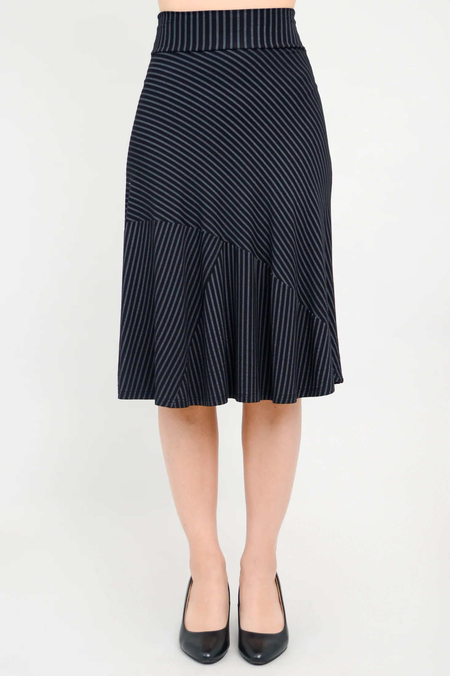 Lillian Skirt, Blk/Grey Stripe, Bamboo - Image 3