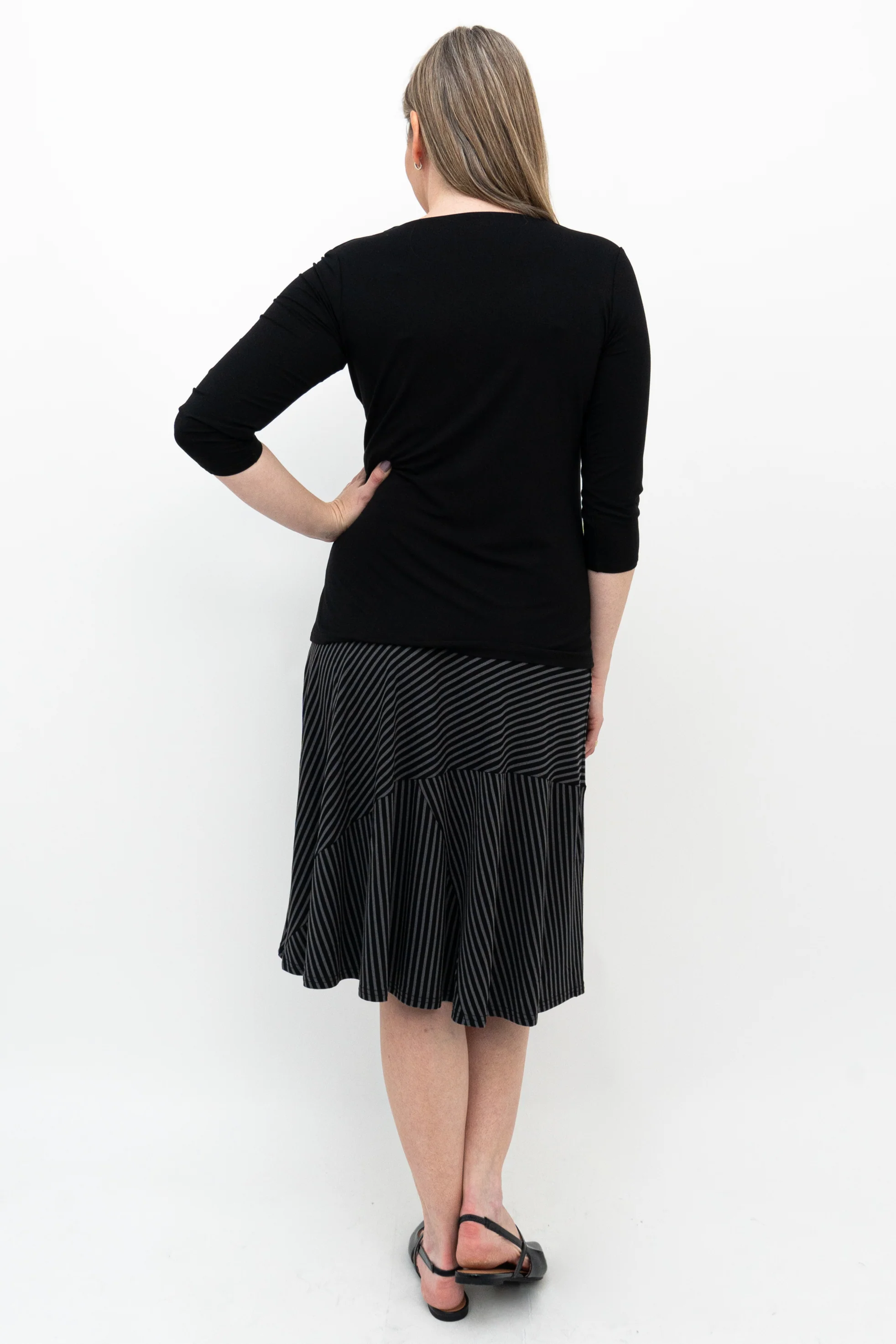 Lillian Skirt, Blk/Grey Stripe, Bamboo - Image 5