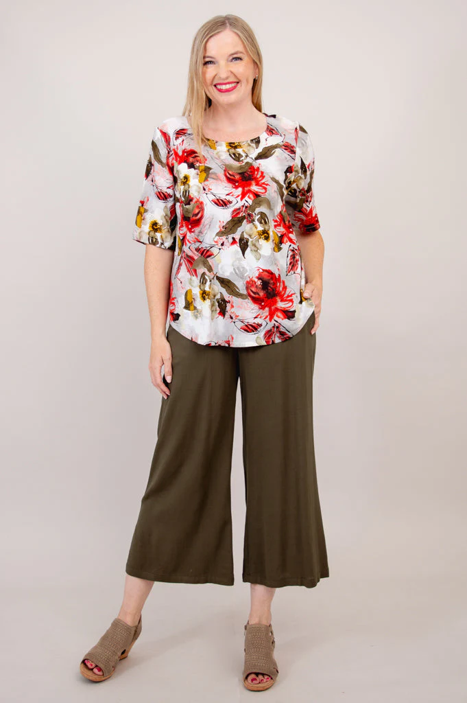 Liza Top, Floral Youth, Linen Bamboo - Final Sale - Image 3