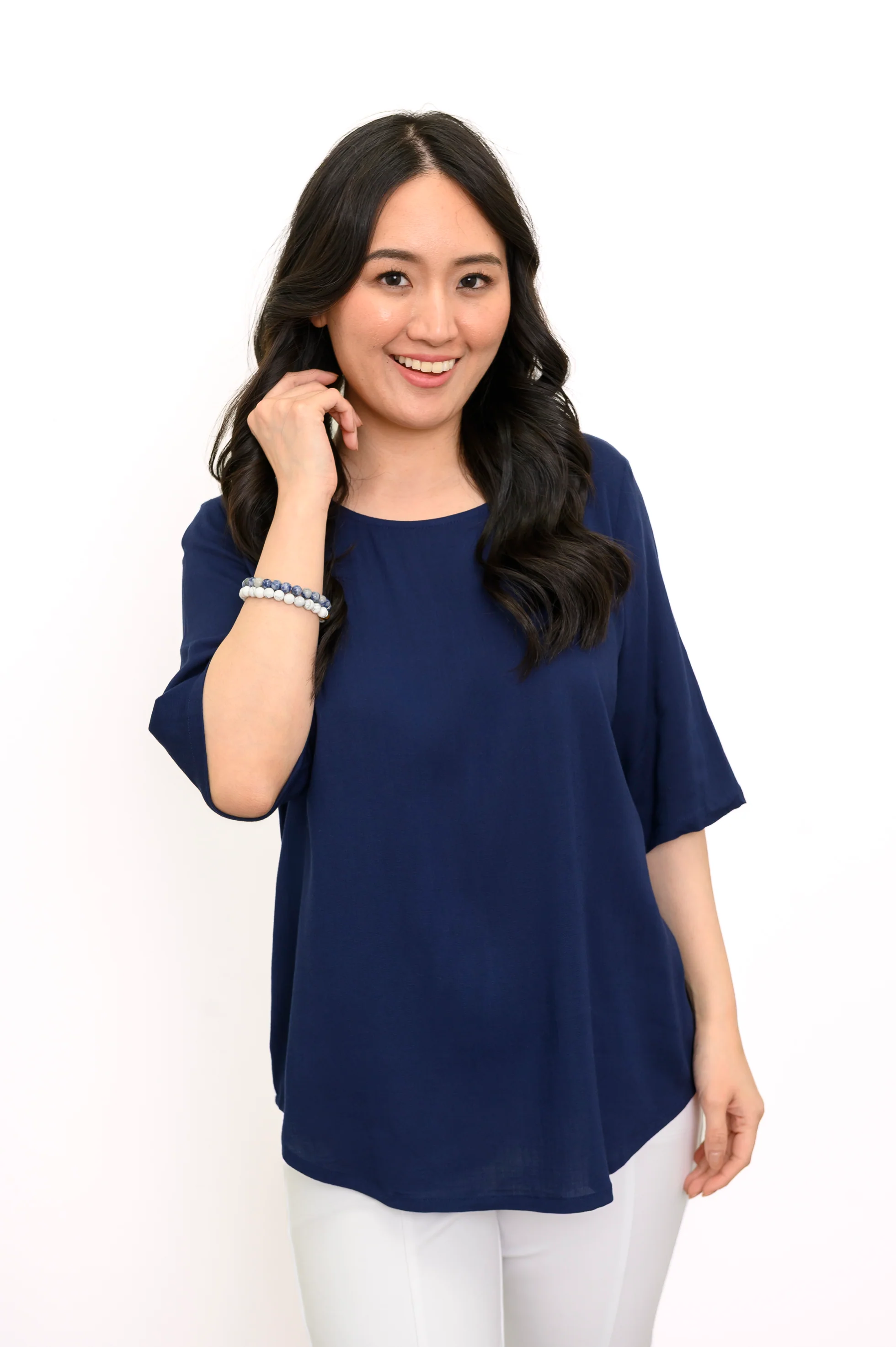 Liza Top, Indigo, Linen Bamboo - Image 3