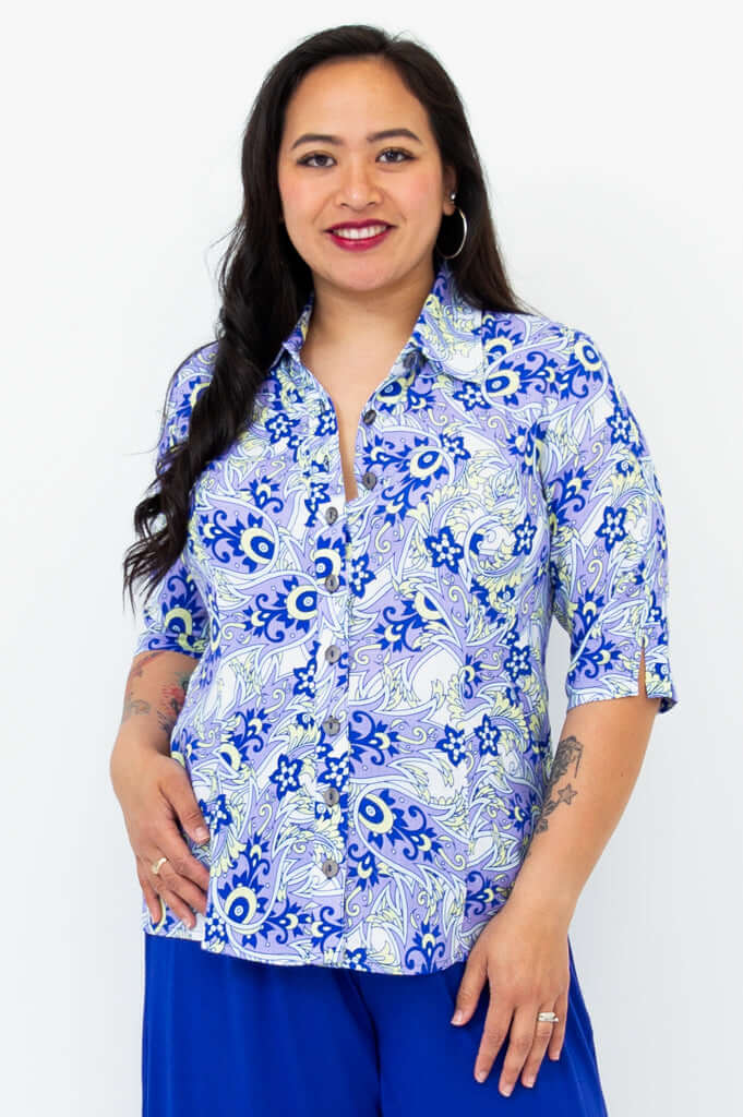 Lorine Blouse, Dazzle, Linen Bamboo