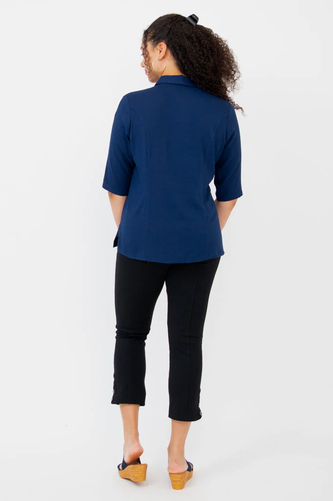 Lorine Blouse, Indigo, Linen Bamboo - Image 5