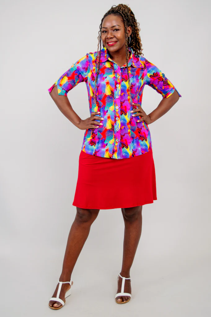 Lorine Blouse, Starburst, Linen Bamboo- Final Sale - Image 2