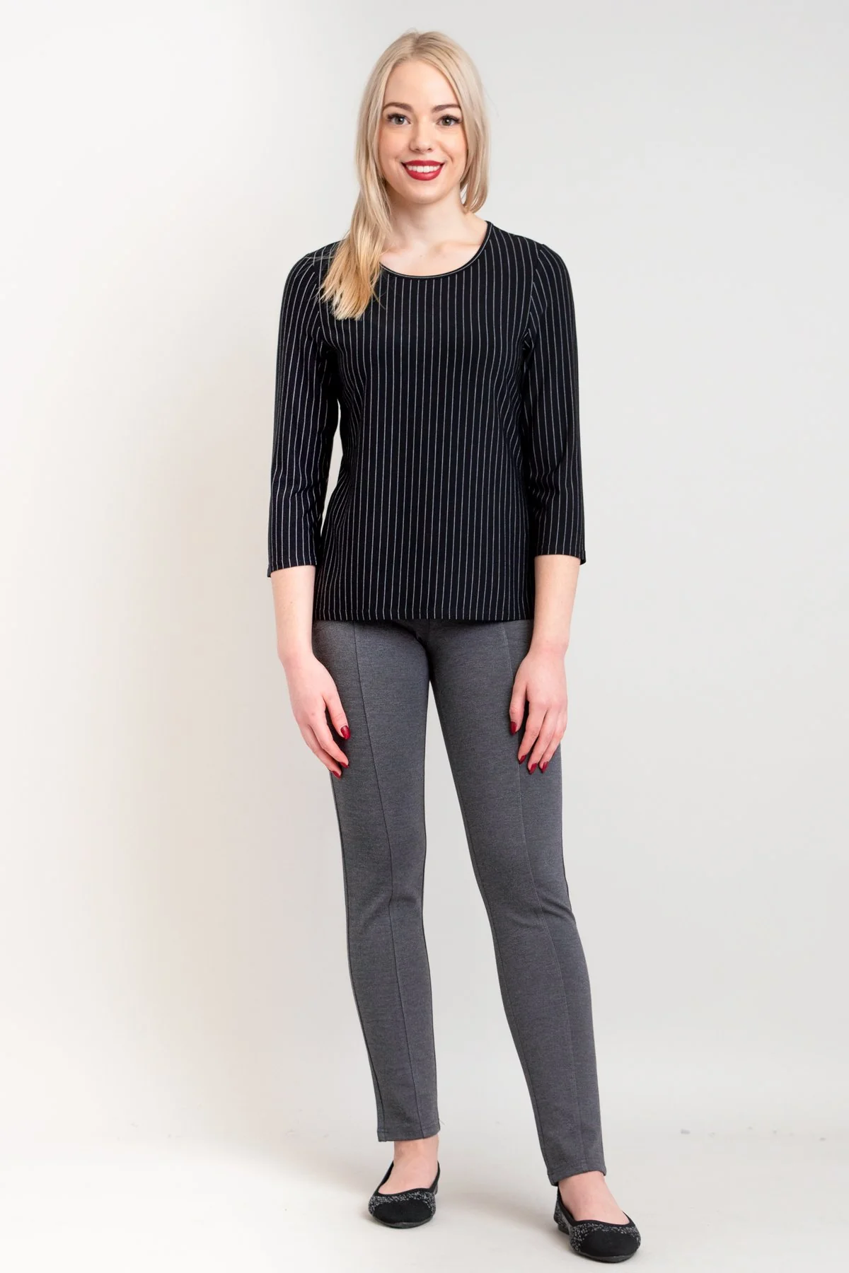 Margorie Top, BW Pin Stripe, Bamboo - Final Sale - Image 3