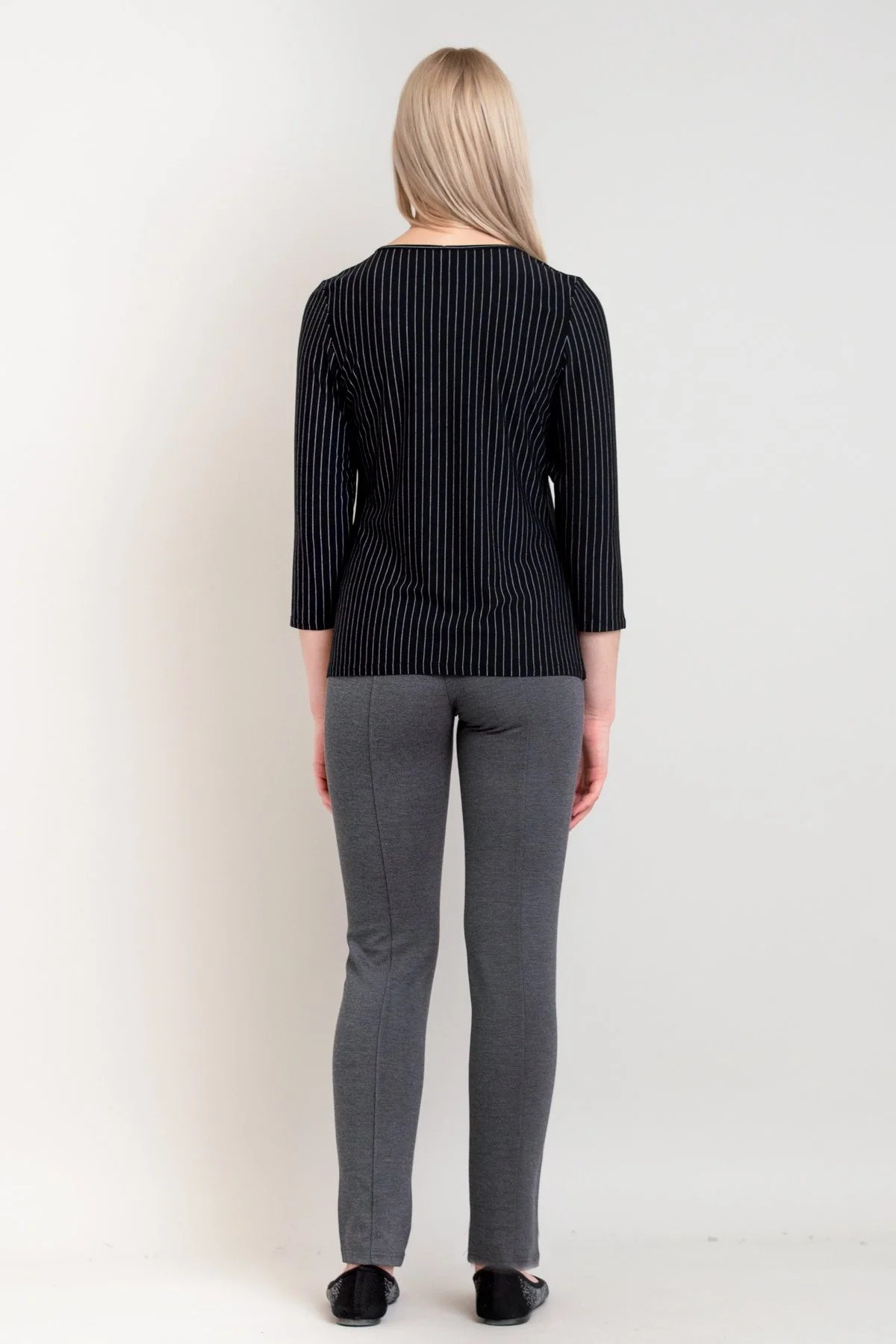 Margorie Top, BW Pin Stripe, Bamboo - Final Sale - Image 4