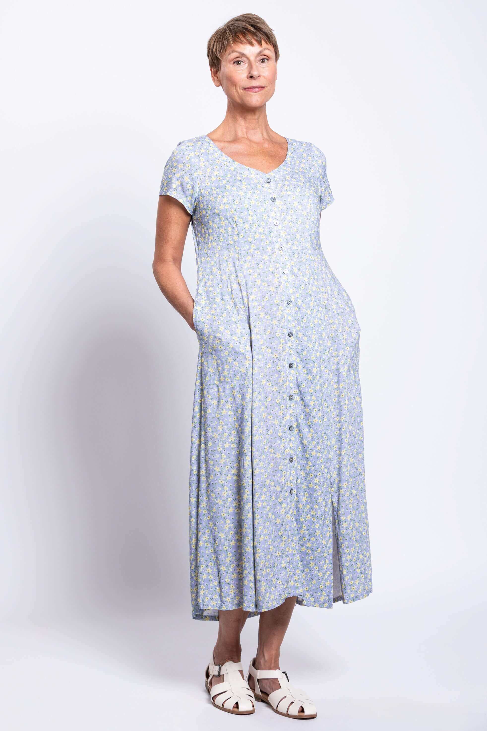 Morgan Dress, Sunshine Ditsy, Linen Bamboo - Image 3
