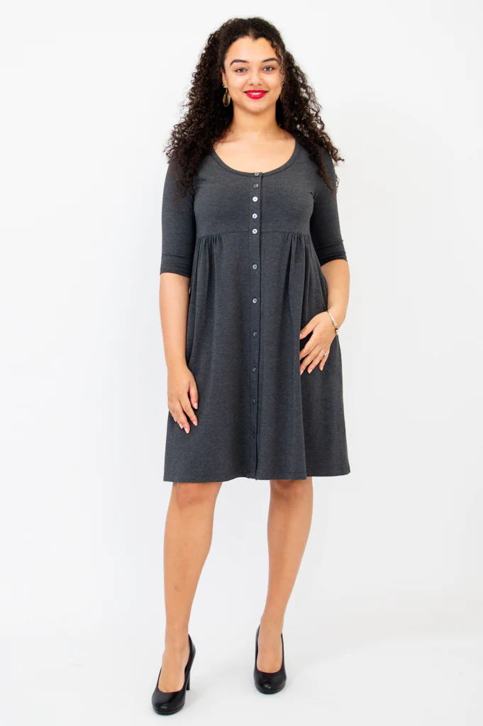 Nelly 3/4 Sleeve Dress, Graphite, Bamboo - Final Sale - Image 6