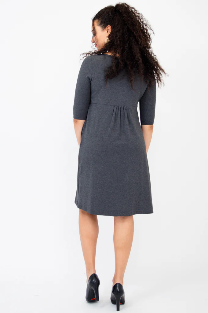 Nelly 3/4 Sleeve Dress, Graphite, Bamboo - Final Sale - Image 9
