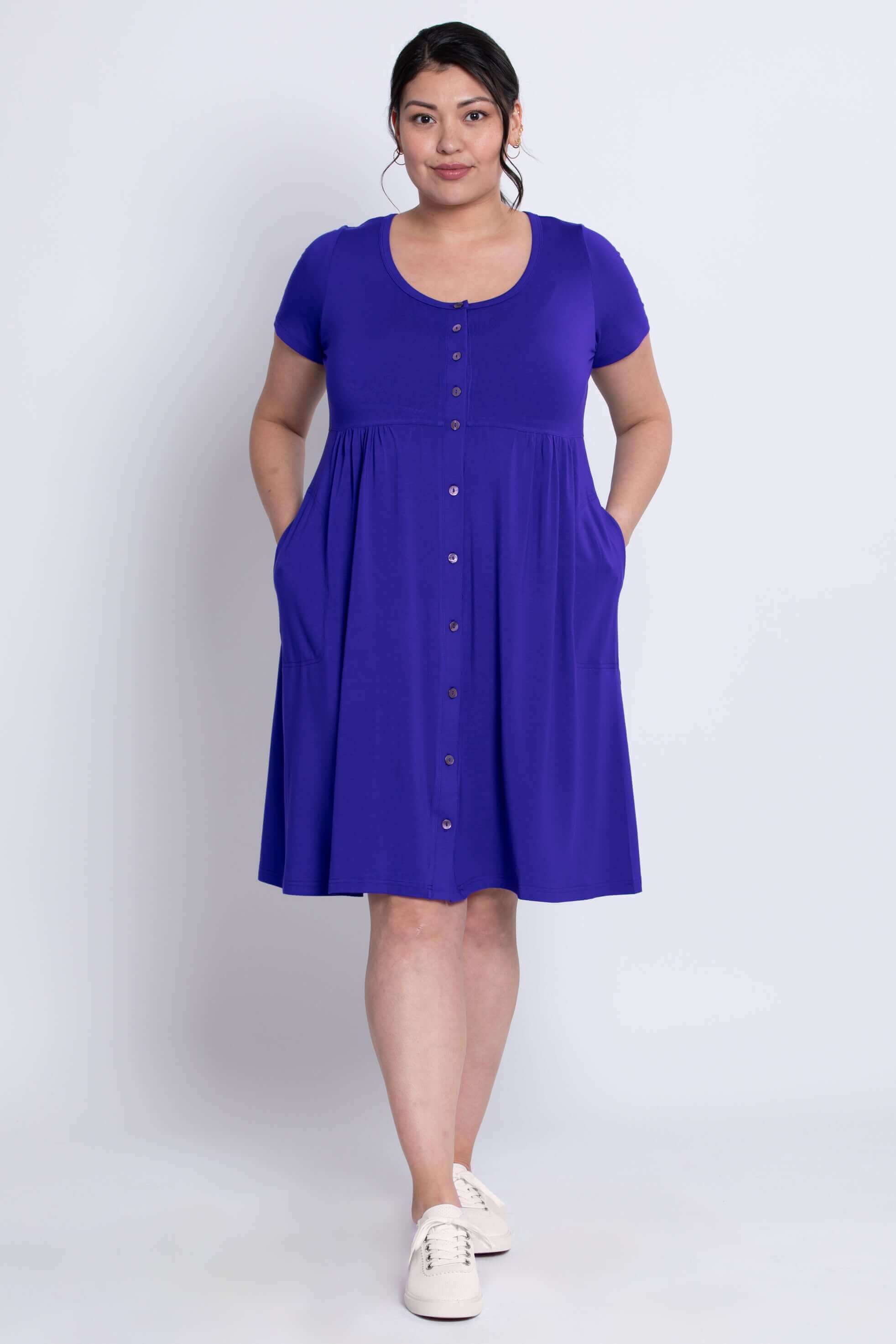 Nelly Short Sleeve Dress, Violet, Bamboo - Image 2