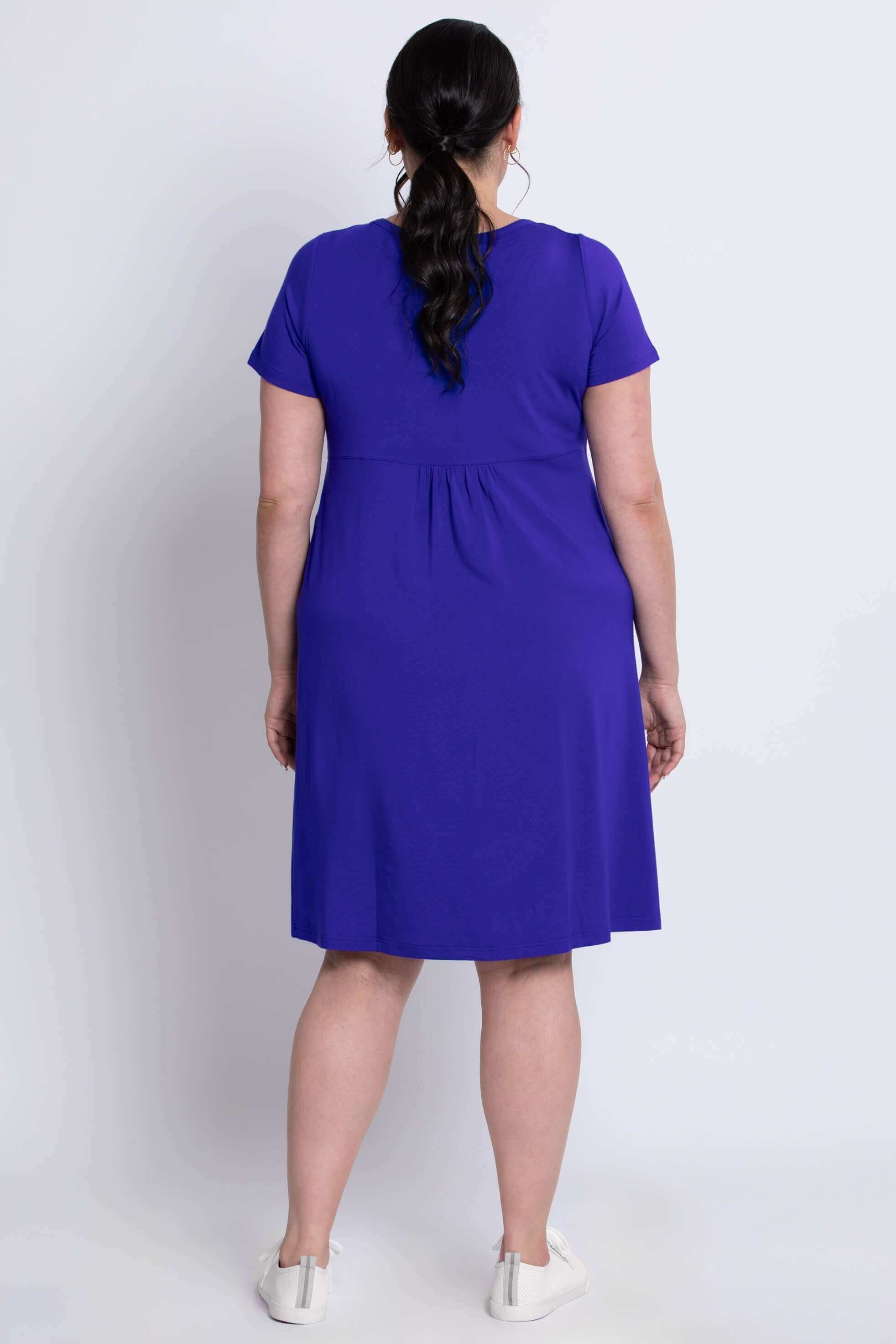 Nelly Short Sleeve Dress, Violet, Bamboo - Image 5