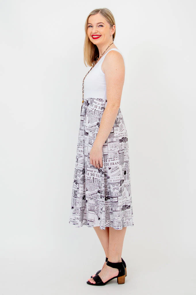 White Paloma Dress, French News, Linen Bamboo- Final Sale - Image 2