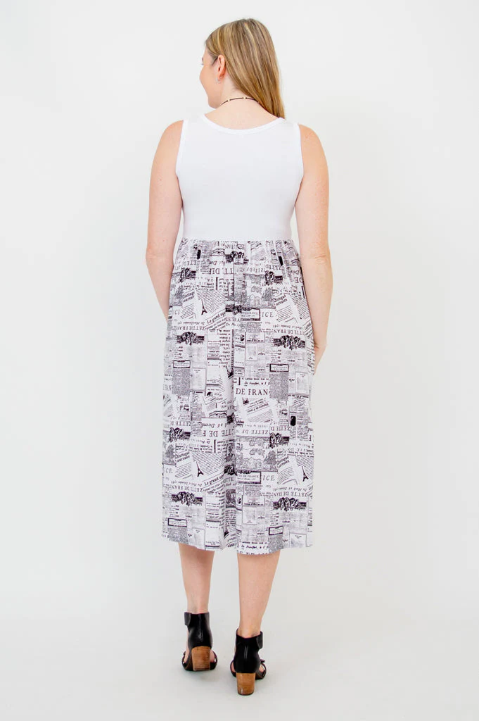 White Paloma Dress, French News, Linen Bamboo- Final Sale - Image 7