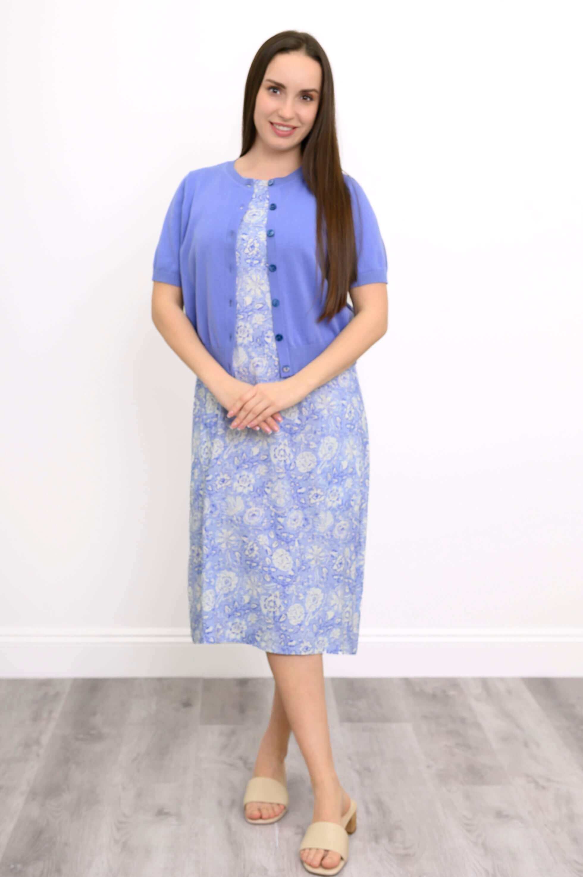 Patricia Dress, Peri Teatime, Linen Bamboo - Image 2