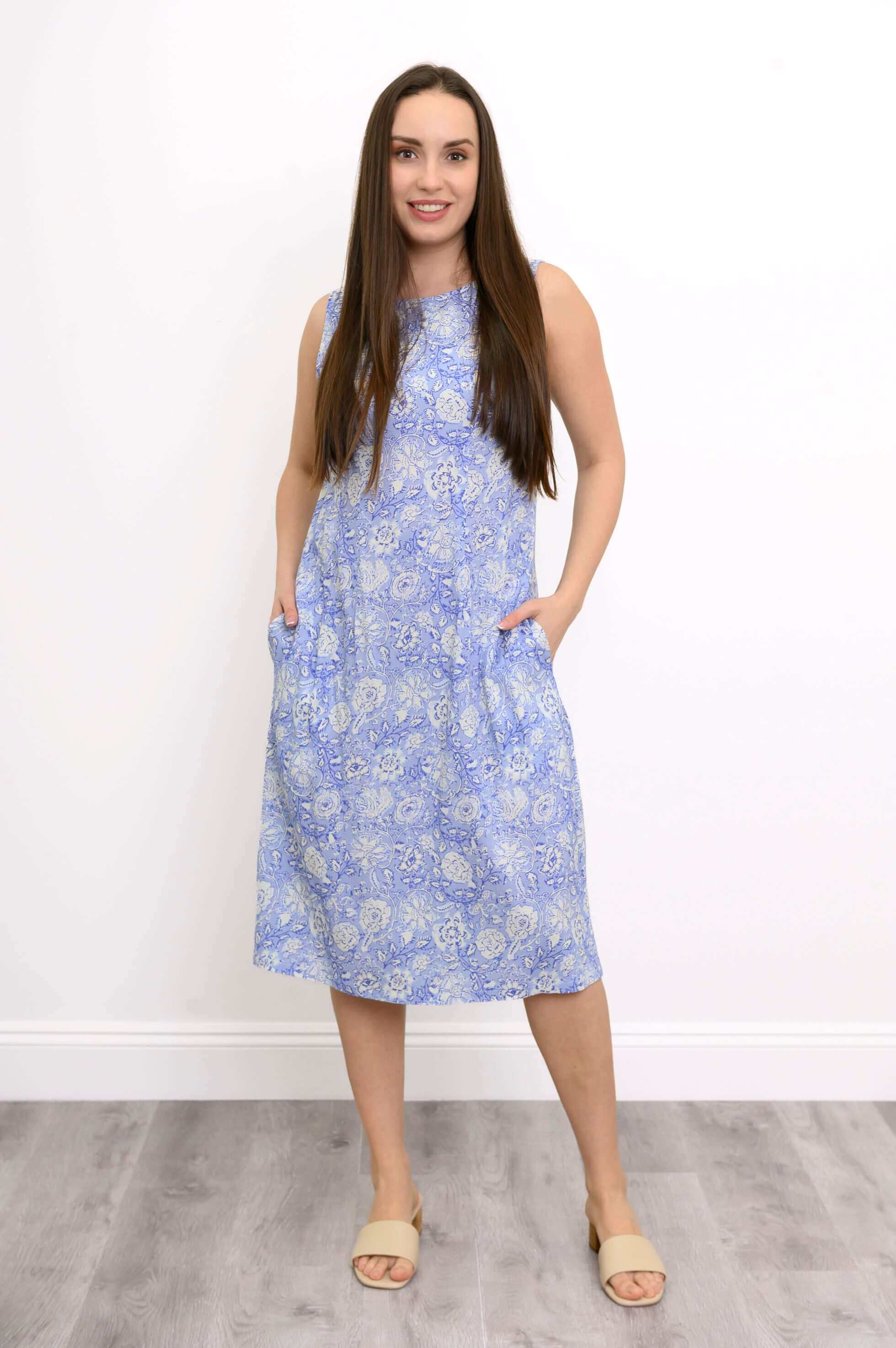 Patricia Dress, Peri Teatime, Linen Bamboo - Image 4