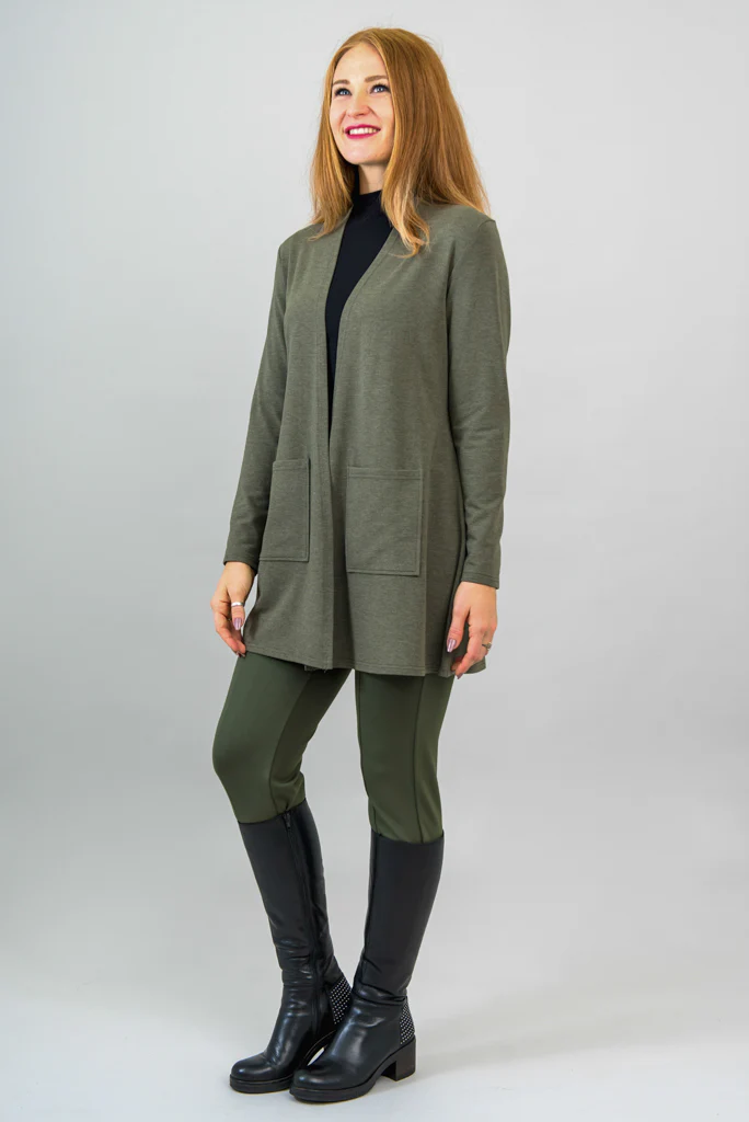 Pauline Jacket, Yarn Dye Khaki, Bamboo - Final Sale - Image 3