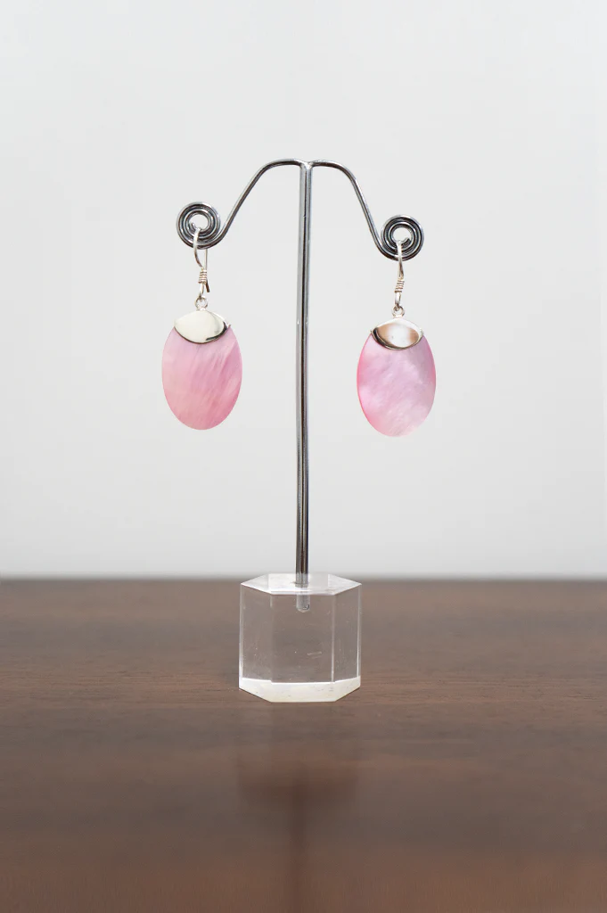 Pink Oval Shell Earrings
