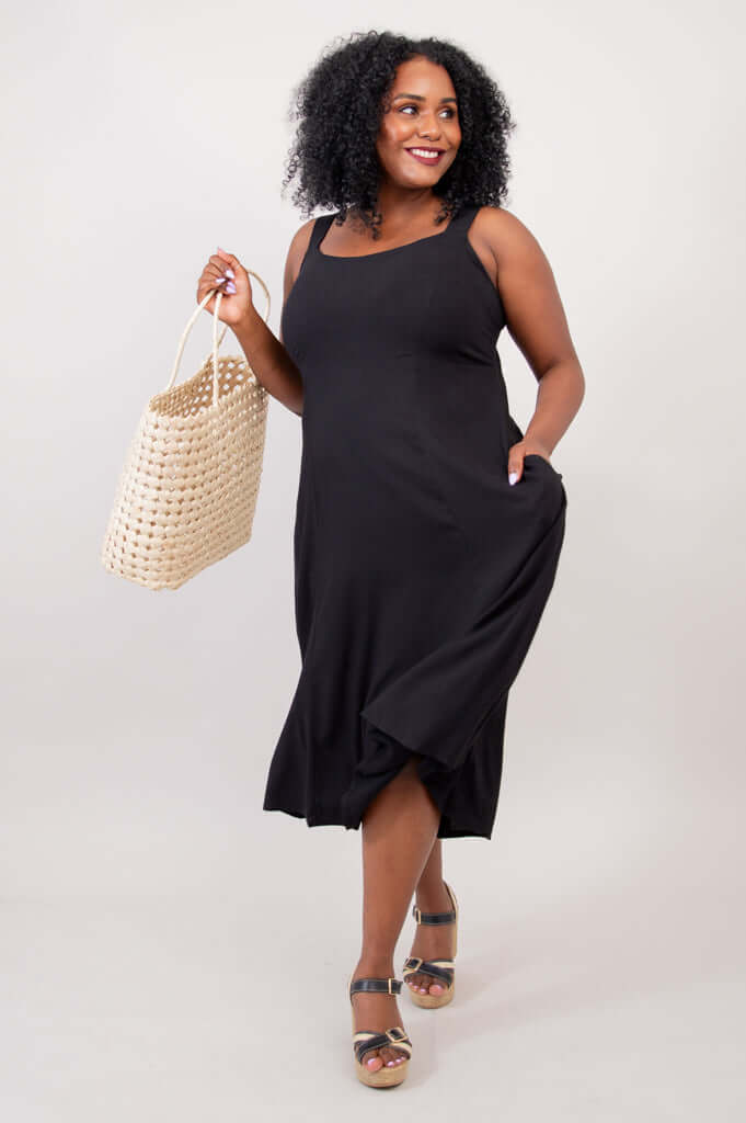 Shauna Dress, Black, Linen Bamboo - Image 3