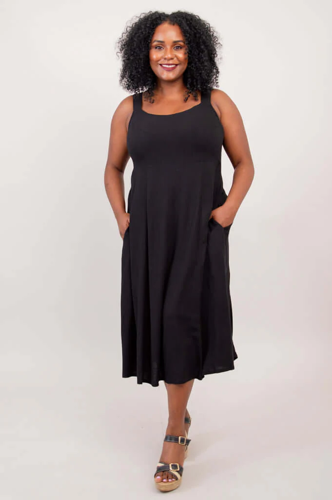Shauna Dress, Black, Linen Bamboo - Image 4