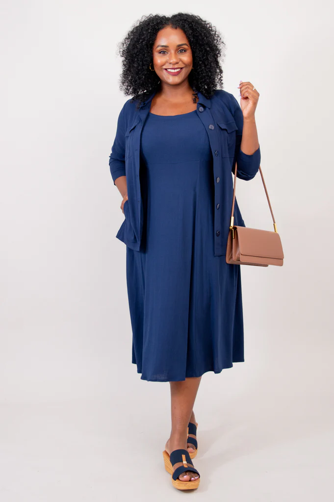 Shauna Dress, Indigo, Linen Bamboo - Image 4