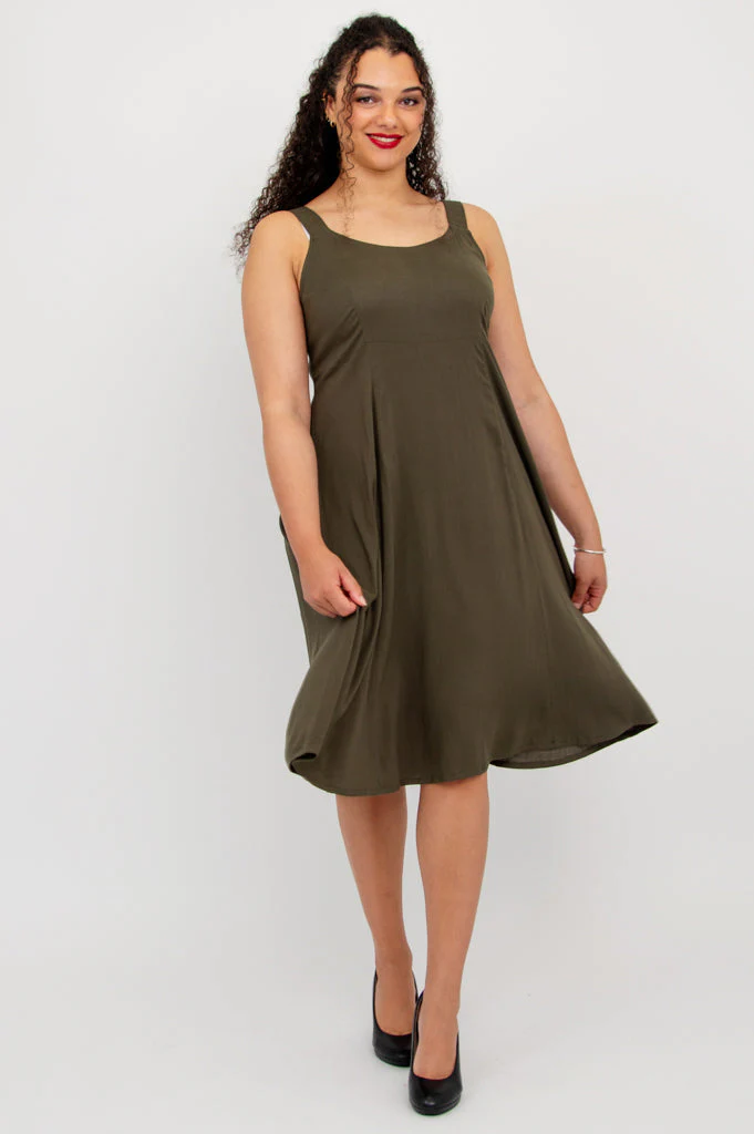 Shauna Dress, Khaki, Linen Bamboo - Image 3