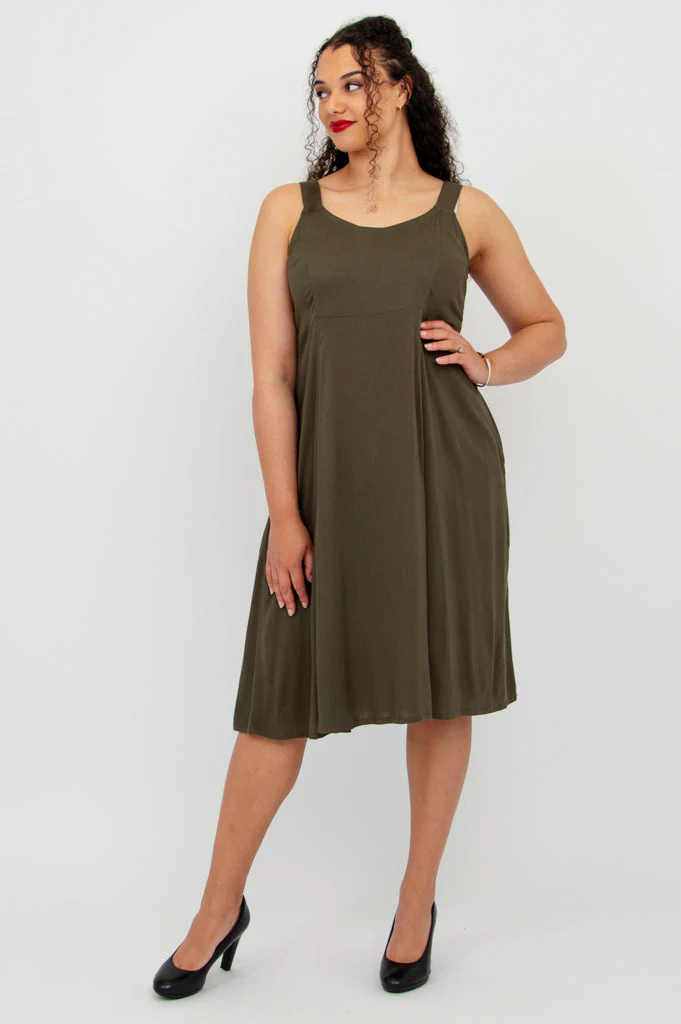 Shauna Dress, Khaki, Linen Bamboo - Image 4