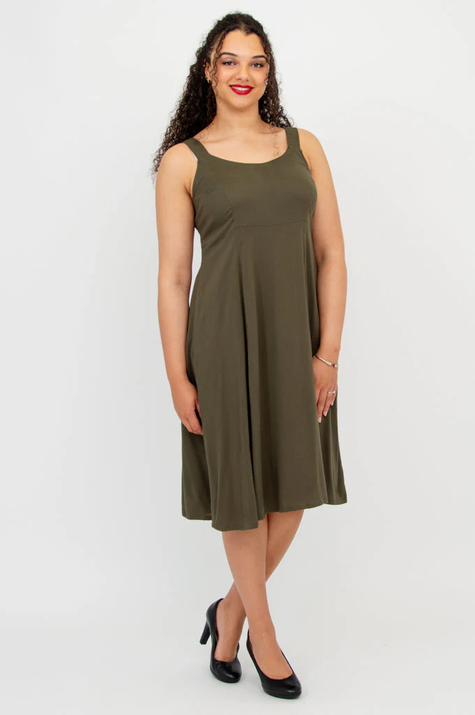 Shauna Dress, Khaki, Linen Bamboo - Image 5