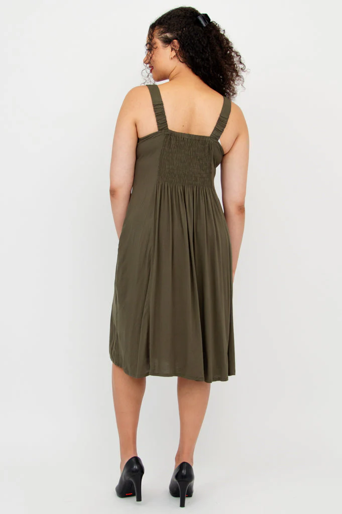 Shauna Dress, Khaki, Linen Bamboo - Image 6