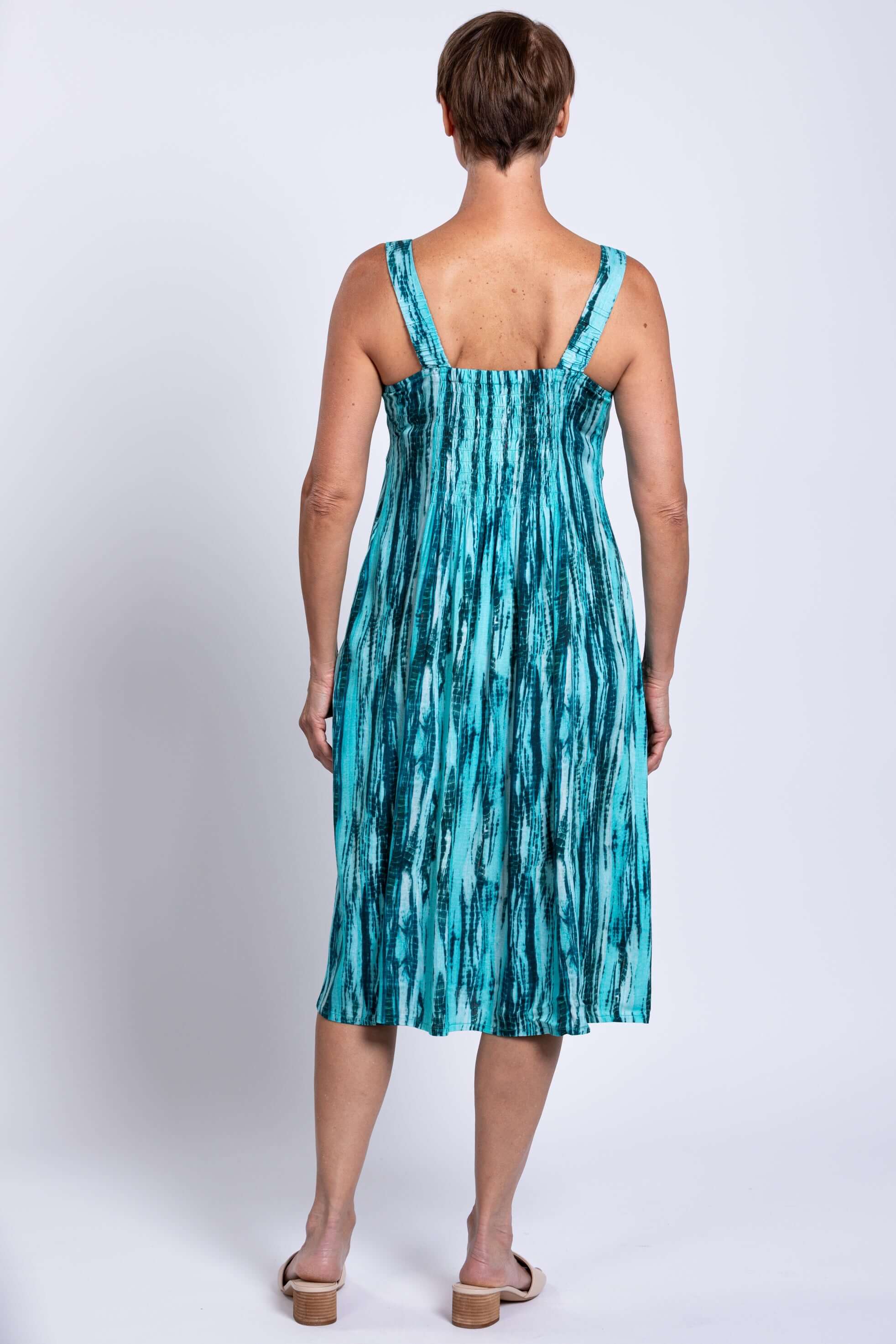 Shauna Dress, Teal Tie Dye, Linen Bamboo - Image 5