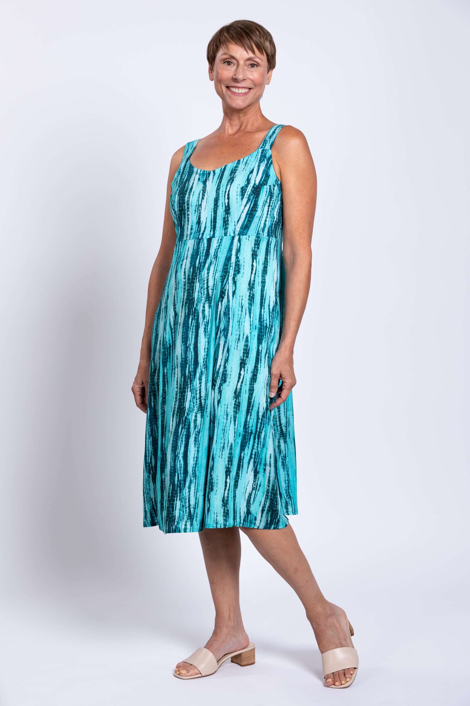 Shauna Dress, Teal Tie Dye, Linen Bamboo - Image 7