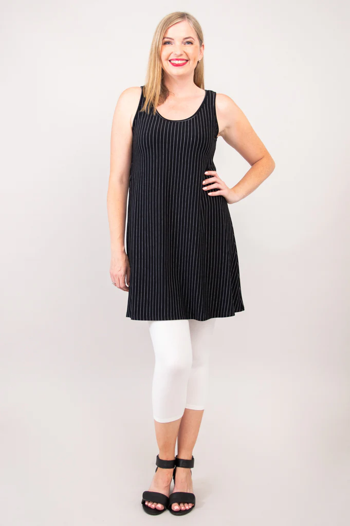 Spirit Dress, BW Pin Stripe, Bamboo - Final Sale - Image 3