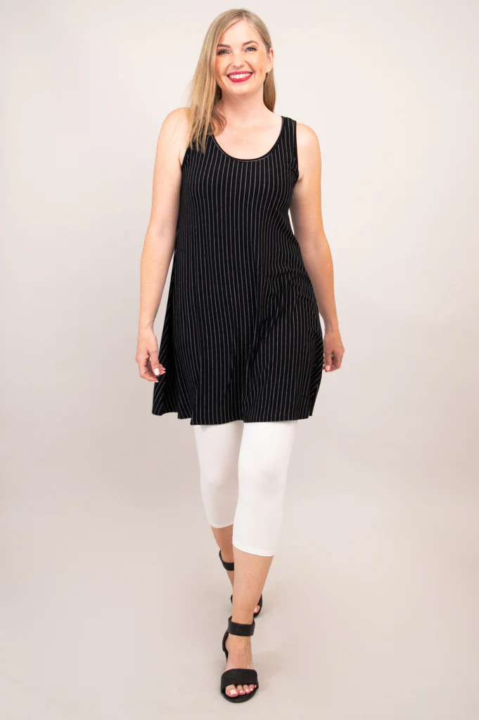 Spirit Dress, BW Pin Stripe, Bamboo - Final Sale - Image 6