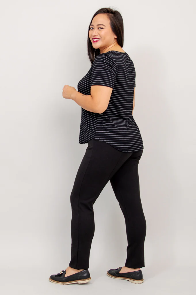 Tessa Tee, BW Pin Stripe, Bamboo - Final Sale - Image 5