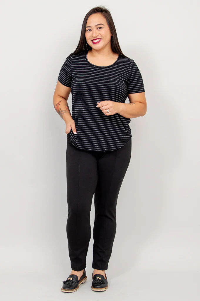 Tessa Tee, BW Pin Stripe, Bamboo - Final Sale - Image 7