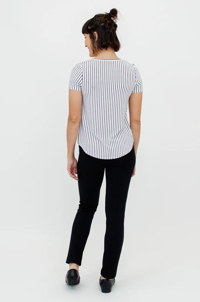 Tessa Tee, White/Black Small Stripe, Bamboo- Final Sale - Image 7